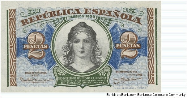 2 Pesetas Banknote