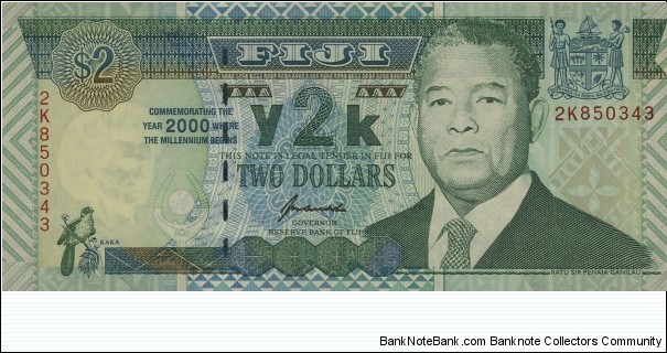Fiji 2 Dollars - Millennium commemorating Banknote