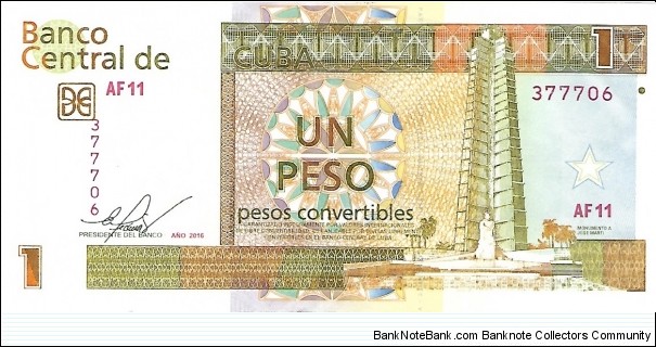 CUBA 1 Peso Convertible
2016 Banknote