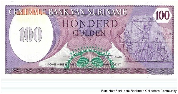 SURINAME 100 Gulden Banknote