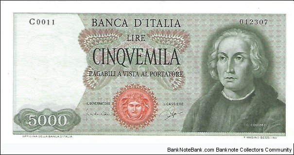 ITALY 5,000 Lire
1964 Banknote