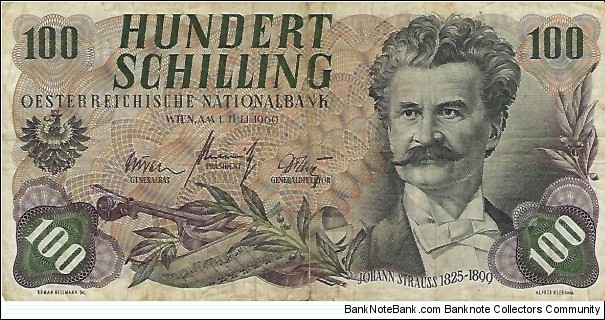 AUSTRIA  100 Schilling
1960 Banknote