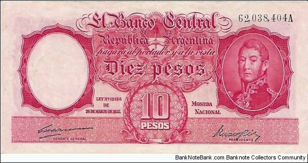 ARGENTINA 10 Pesos Banknote