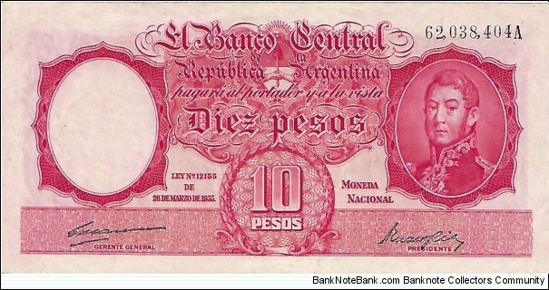 ARGENTINA 10 Pesos
1942 Banknote