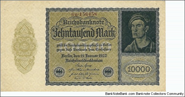 GERMANY 10,000 Mark
1922 Banknote