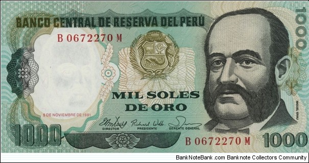 Peru 1000 Soles Banknote