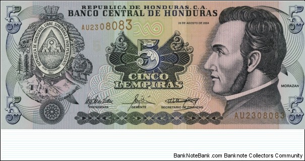 Honduras 5 Lempiras Banknote