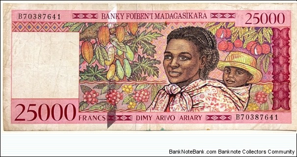25.000 Francs / 5000 Ariary Banknote