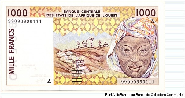1000 Francs (Serial-99090990111) Banknote
