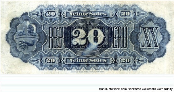 Banknote from Peru year 1879