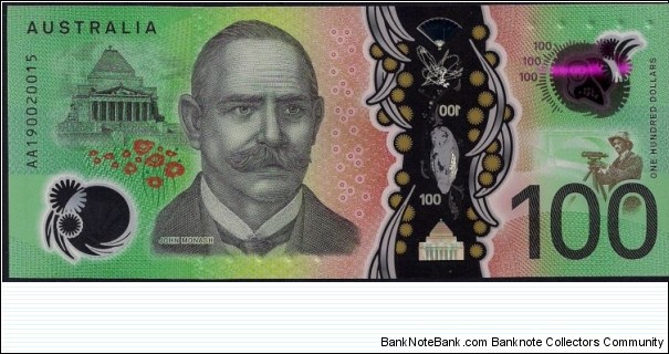 $100 Next Generation Polymer First Prefix Banknote