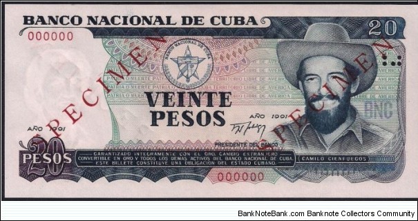 20 Peso Specimen Note Banknote