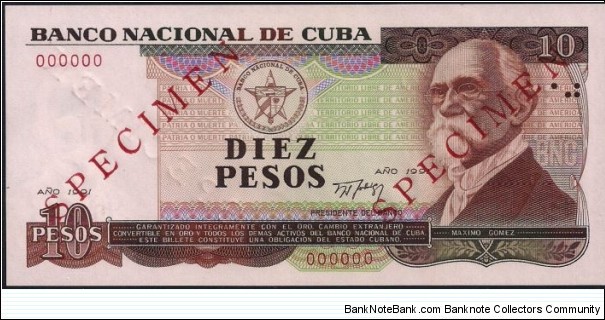 10 Peso Specimen Note Banknote