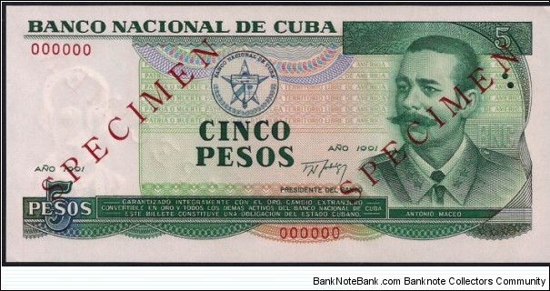 5 Peso Specimen Note Banknote