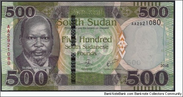 500 South Sudanese Pounds. South Sudan. is the newest internationally recognized country in the world- 2011. Banknote