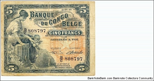 5 Francs (Congo-Belge 1949) Banknote