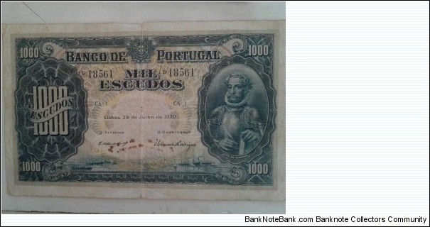 cédula de 1000 escudos de 28 de julho de 1920  Banknote