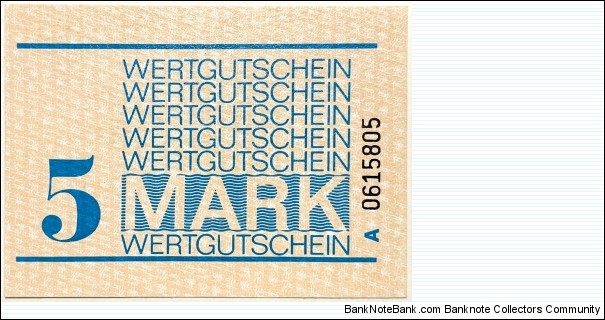 5 Mark (Prison
Voucher - DDR/ East Germany 1982-1990) Banknote