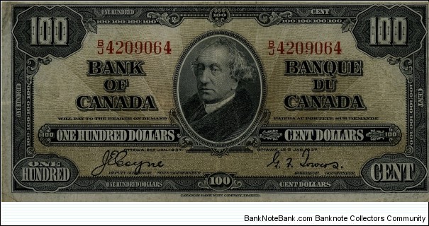 Canada 100 Dollars 1937 Banknote