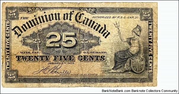 25 Cents (Dominion of Canada - 1900) Banknote