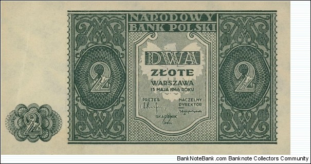 Poland 2 Złote 1946 Banknote