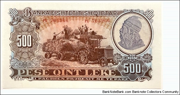 Banknote from Albania year 1957