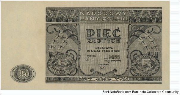 Poland 5 Złotych 1946 Banknote