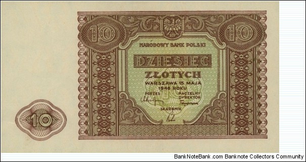 Poland 10 Złotych 1946 Banknote