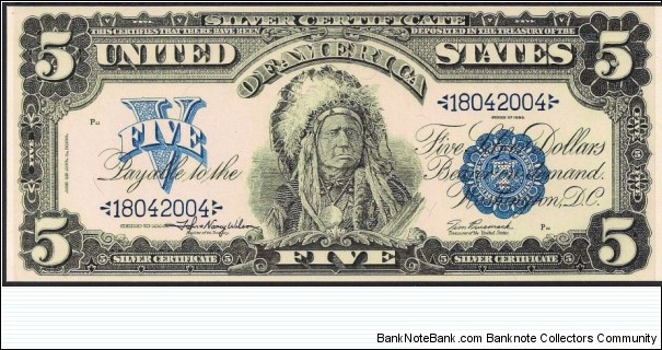 Tim Prusmack 52/300 Series 1899 $5 Chief Silver Certificate Banknote