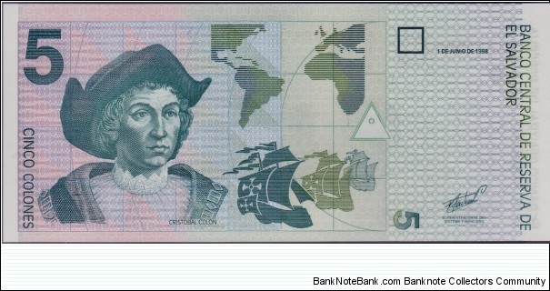 P-147a 5 Colones Banknote