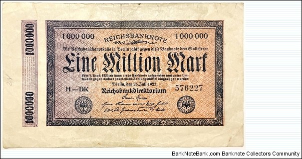 1.000.000 Mark (Weimar Republic 1923)  Banknote