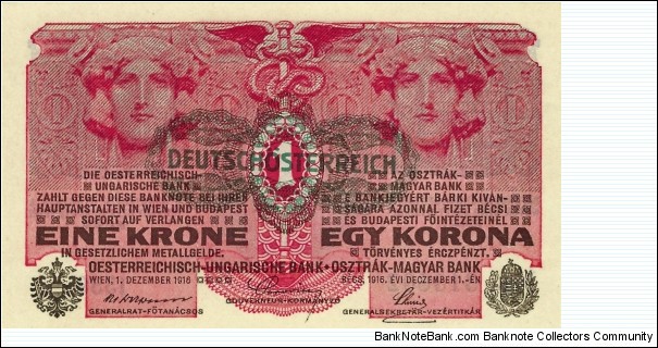 AUSTRIA 1 Krone 1919 Banknote