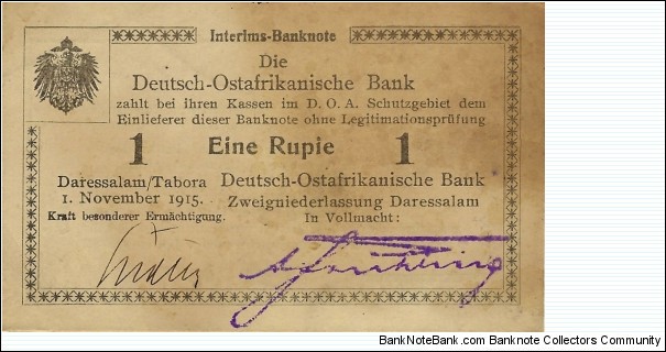 GERMAN EAST AFRICA 1 Rupie  Banknote