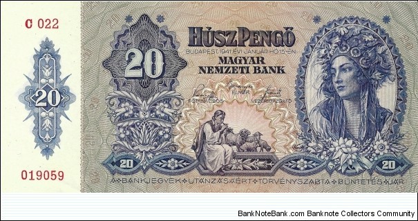 HUNGARY 20 Pengo 1941 Banknote