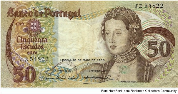 PORTUGAL 50 Escudos  Banknote