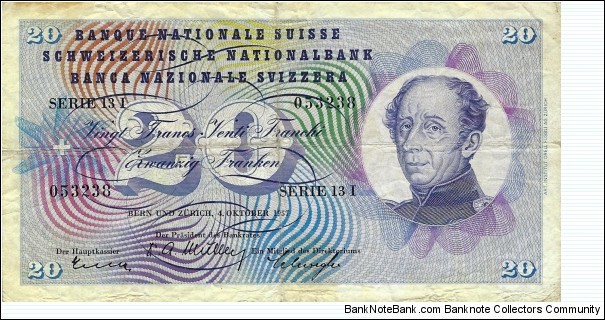 SWITZERLAND 20 Francs  Banknote