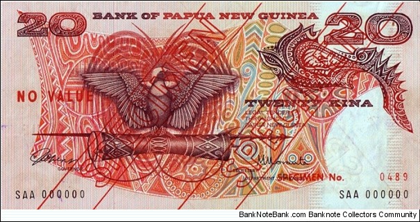 Papua New Guinea N.D. 20 Kina.

Specimen. Banknote
