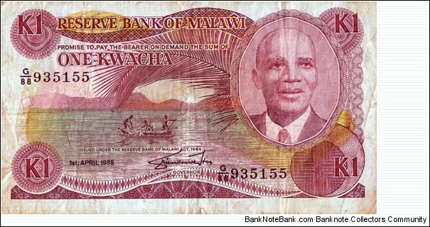 Malawi 1988 1 Kwacha. Banknote