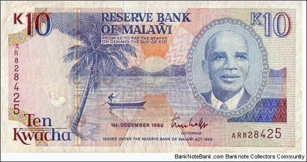 Malawi 1990 10 Kwacha. Banknote