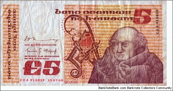 Ireland 1980 5 Pounds. Banknote