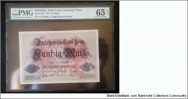 Darlehenkassenschein 50 Mark Germany PMG grading Banknote