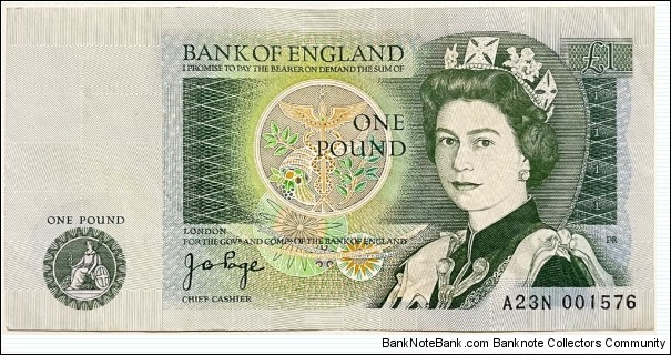 1 Pound Sterling (J.B.Page signature / 1978)  Banknote