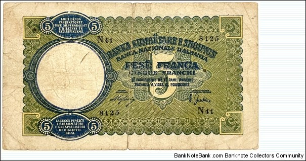 5 Franga / Franchi Banknote