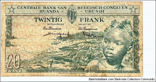 Banknote from Congo year 1959