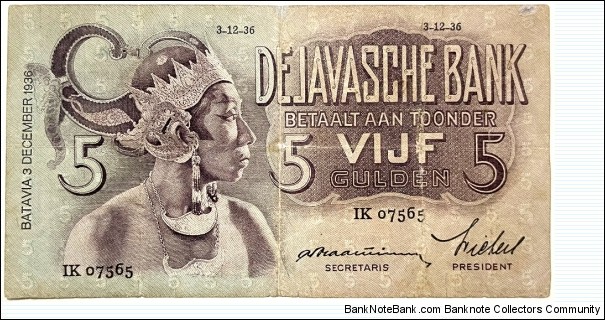 5 Gulden (Dutch East Indies 1936) Banknote