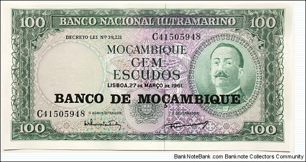 100 Escudos (overprinted in 1976 /consecutive series 3 of 3 - C 41505948) Banknote