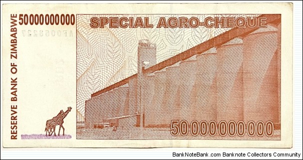 Banknote from Zimbabwe year 2008