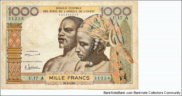 1000 Francs (Ivory Coast 1961) Banknote