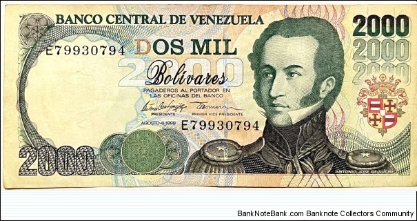 2000 Bolivares Banknote