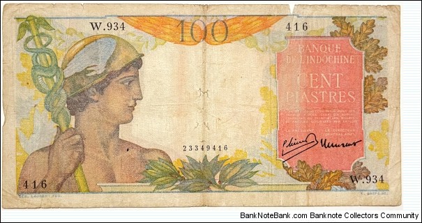 100 Piastres / Yuan / Dong / Kip / Riels (French Indochina-1947) Banknote